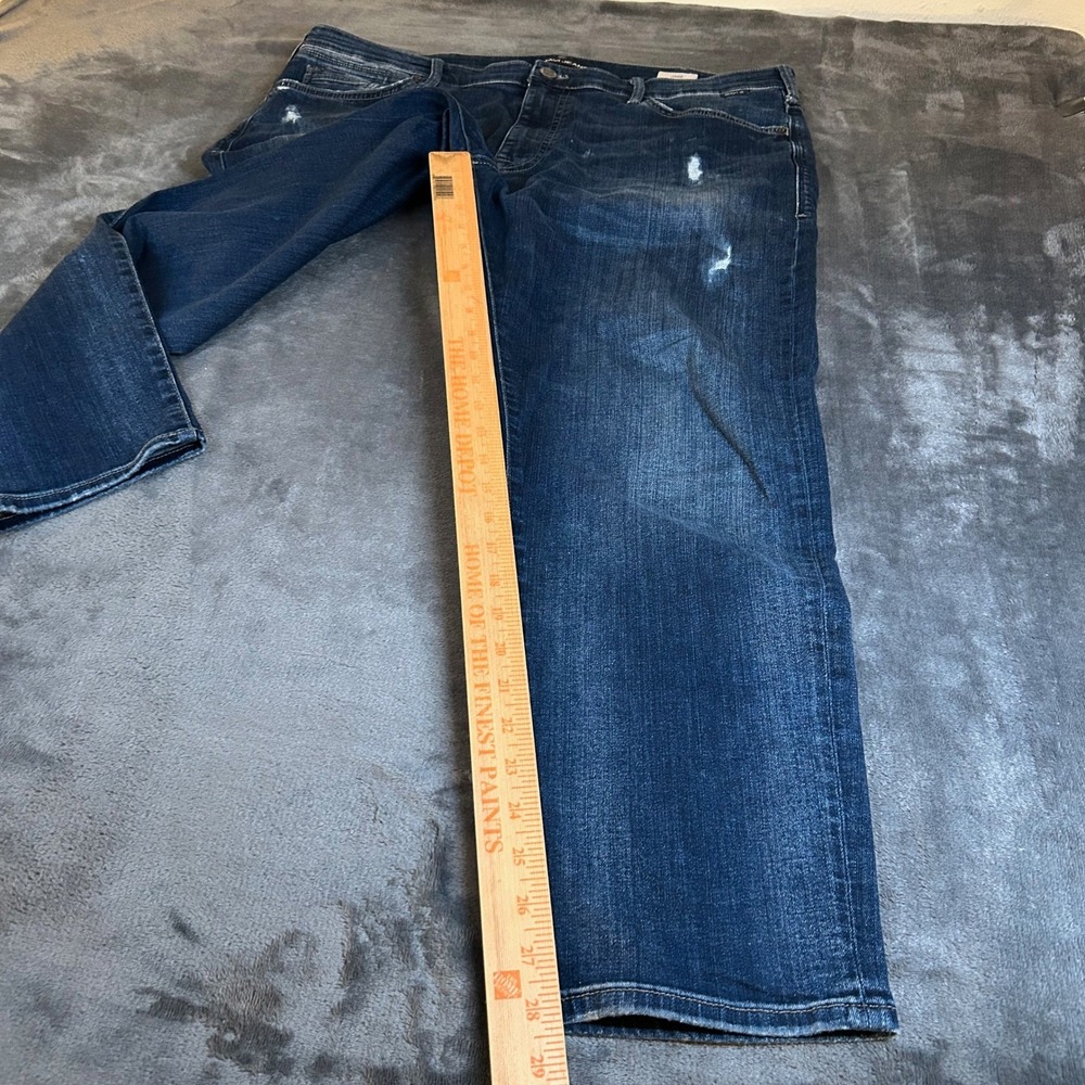 Mavi Jake Slim Leg Jeans Mens 38x28 Dark Wash Blue Distressed Stretch Denim - Picture 9 of 12